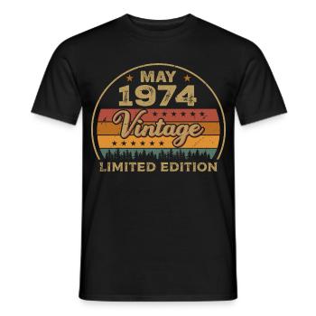 May Gift May 1974 Jubilee May 1974 May 1974 - Men's T-Shirt - black - Front - AI Model Male 178 light (178cm)