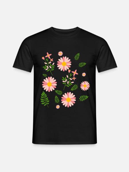 Florales Blumenshirt - Männer T-Shirt - Schwarz