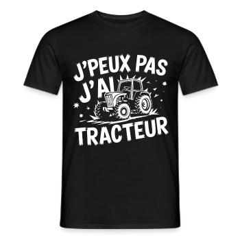 tee shirt I can't, I have tractor - Men's T-Shirt - black - Front - AI Model Male 178 light (178cm)