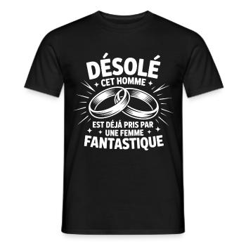 Men's T-shirt: Taken by an exceptional woman - Men's T-Shirt - black - Front - AI Model Male 178 light (178cm)