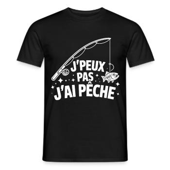 Ich kann nicht, ich habe gefischt – Fischer Humor T-Shirt - Männer T-Shirt - Schwarz - Vorne - AI Model Male 178 light (178cm)