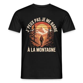 J’PEUX PAS JE ME BARRE À LA MONTAGNE - T-shirt homme - noir - Devant - AI Model Male 178 light (178cm)