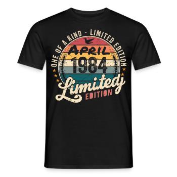 April 1984 Vintage Birthday April 1984 - Men's T-Shirt - black - Front - AI Model Male 178 light (178cm)