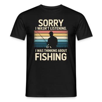 Désolé, je pensais à la pêche - T-shirt homme - noir - Devant - AI Model Male 178 light (178cm)