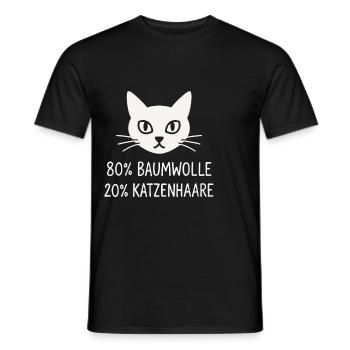 80 % coton – 20 % poils de chat - T-shirt homme - noir - Devant - AI Model Male 178 light (178cm)