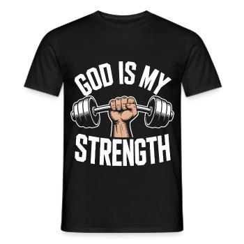 Dieu est ma force ! Croire en Jésus chrétien - T-shirt homme - noir - Devant - AI Model Male 178 light (178cm)