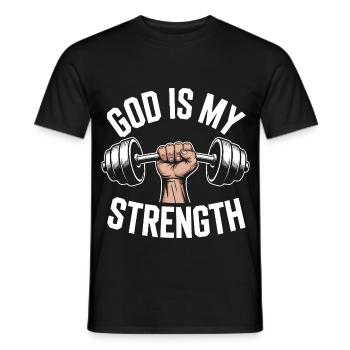 Dieu est ma force ! Croire en Jésus chrétien - T-shirt homme - noir - Devant - AI Model Male 178 light (178cm)