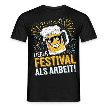 Rather festival than work - Men's T-Shirt - black - Front - AI Model Male 178 light (178cm)