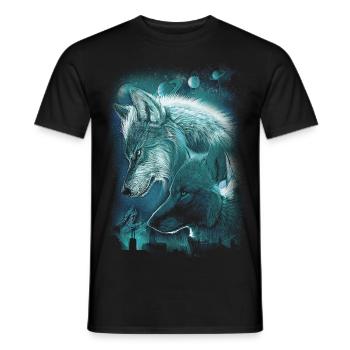 WOLVES PLANET SPACE SPIRITUALITÄT - Männer T-Shirt - Schwarz - Vorne - AI Model Male 178 light (178cm)