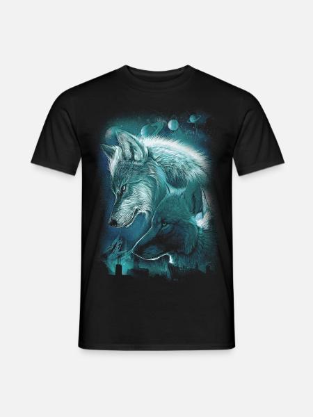 WOLVES PLANET SPACE SPIRITUALITY - Men's T-Shirt - black