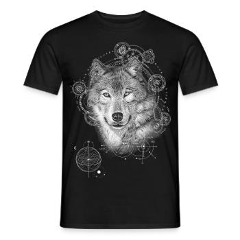 WOLF MYSTIC NATURE SPIRIT SPIRITUALITY NATURE - Men's T-Shirt - black - Front - AI Model Male 178 light (178cm)