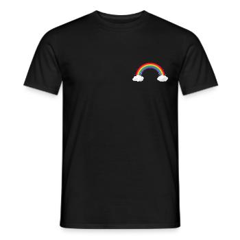 Colorful rainbow with clouds LGBT LGBTQ Gay Pride - Men's T-Shirt - black - Front - AI Model Male 178 light (178cm)