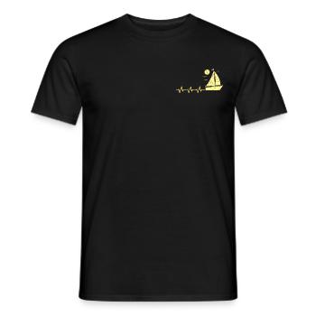 Sailor sailboat on heartbeat heart ECG heart line - Men's T-Shirt - black - Front - AI Model Male 178 light (178cm)