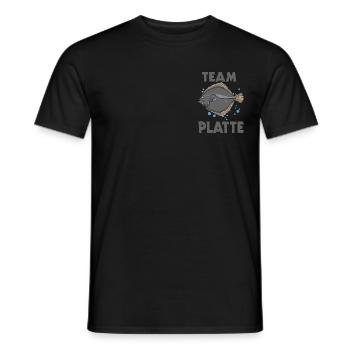 Team Platte Plattfisch Brandungsangln Scholle - Männer T-Shirt - Schwarz - Vorne - AI Model Male 178 light (178cm)