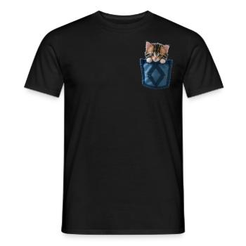 Chat dans un sac chaton mignon - T-shirt homme - noir - Devant - AI Model Male 178 light (178cm)