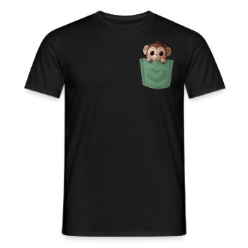 Kleiner Affe inTascheHerz grün - Männer T-Shirt - Schwarz - Vorne - AI Model Male 178 light (178cm)