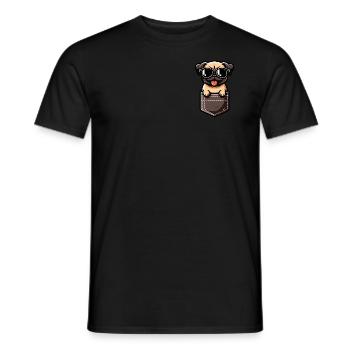 Süßer Mops in Tasche Lustiges Hundeliebhaber - Männer T-Shirt - Schwarz - Vorne - AI Model Male 178 light (178cm)