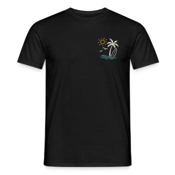 Summer Beach Surf – Palm, Waves & Sun - Men's T-Shirt - black - Front - AI Model Male 178 light (178cm)