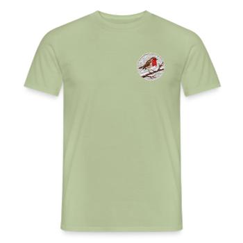 Robin embroidered on a twig (printed) - Men's T-Shirt - sage - Front - AI Model Male 178 light (178cm)