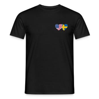 USA Sweden Flag Heart - Men's T-Shirt - black - Front - AI Model Male 178 light (178cm)
