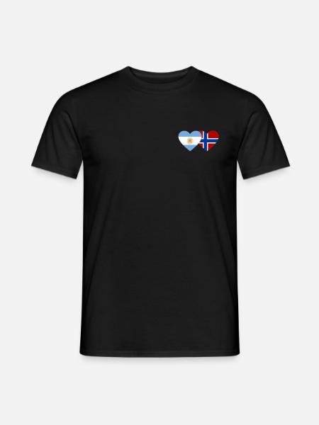 Argentina Norway Flag Heart - Men's T-Shirt - black