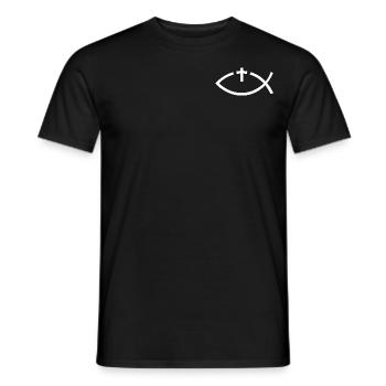 Symbole du poisson Chrétiens - Eglise - Foi - T-shirt homme - noir - Devant - AI Model Male 178 light (178cm)