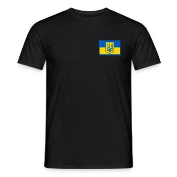 Ukraine flag with symbol - Men's T-Shirt - black - Front - AI Model Male 178 light (178cm)