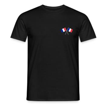 France drapeaux croisés français drapeaux - T-shirt homme - noir - Devant - AI Model Male 178 light (178cm)