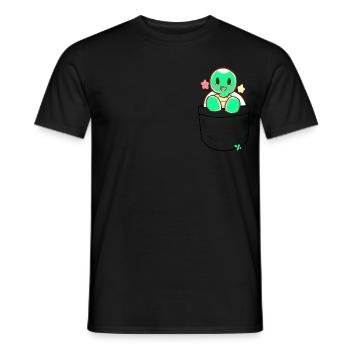 Pocket Cute Cartoon Style Turtle Tortoise - Men's T-Shirt - black - Front - AI Model Male 178 light (178cm)