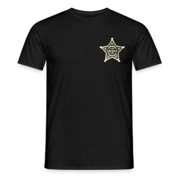 Sheriffstern, Sheriff, Stern, Karneval, Fasching - Männer T-Shirt - Schwarz - Vorne - AI Model Male 178 light (178cm)