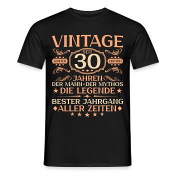 30 Jahre Vintage Mann 30. Geburtstag - Männer T-Shirt - Schwarz - Vorne - AI Model Male 178 light (178cm)