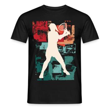 Tennis Tennis Player Woman Sport Vintage Retro - Men's T-Shirt - black - Front - AI Model Male 178 light (178cm)