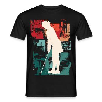Golf Golfen Golferin Spielerin Sport Hobby Vintage - Männer T-Shirt - Schwarz - Vorne - AI Model Male 178 light (178cm)