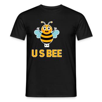 USBEE Bee avec clé USB - T-shirt homme - noir - Devant - AI Model Male 178 light (178cm)