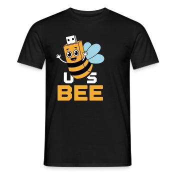 USBEE Bee avec clé USB - T-shirt homme - noir - Devant - AI Model Male 178 light (178cm)
