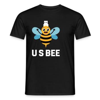 USBEE Bee avec clé USB - T-shirt homme - noir - Devant - AI Model Male 178 light (178cm)