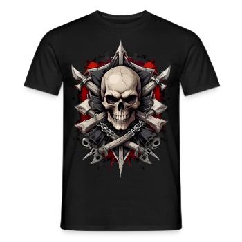 Tête de mort gothique, skull, metal, biker - T-shirt homme - noir - Devant - AI Model Male 178 light (178cm)