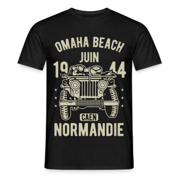 Omaha Beach Juin 1944 Caen Normandie - T-shirt homme - noir - Devant - AI Model Male 178 light (178cm)