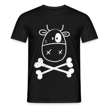 Pirate Cow I Beef I Pirate Flag Comic Gift - Men's T-Shirt - black - Front - AI Model Male 178 light (178cm)
