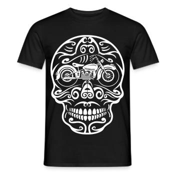 Moto rétro Skull - T-shirt homme - noir - Devant - AI Model Male 178 light (178cm)