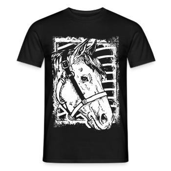 Reiten - Reiter - Pferd - Pferdekopf - Männer T-Shirt - Schwarz - Vorne - AI Model Male 178 light (178cm)