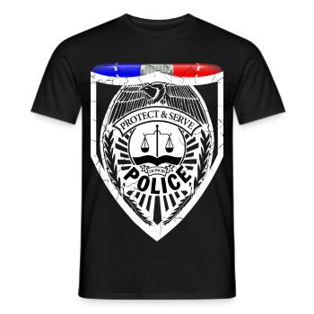 Policier - T-shirt homme - noir - Devant - AI Model Male 178 light (178cm)