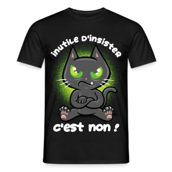 Chat têtu - T-shirt homme - noir - Devant - AI Model Male 178 light (178cm)