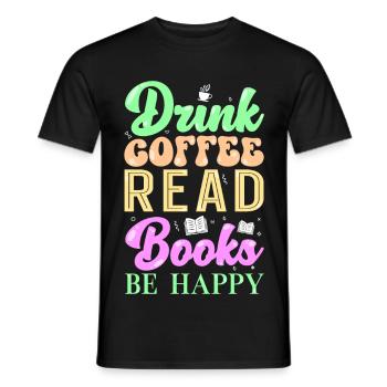 Read coffee books - Men's T-Shirt - black - Front - AI Model Male 178 light (178cm)