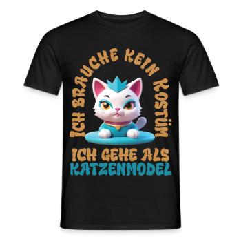 Katzenmodel - Karneval - Männer T-Shirt - Schwarz - Vorne - AI Model Male 178 light (178cm)