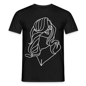 Portrait of a woman in white - Men's T-Shirt - black - Front - AI Model Male 178 light (178cm)