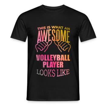 Volley-ball-ball Volley-volley-ball - T-shirt homme - noir - Devant - AI Model Male 178 light (178cm)