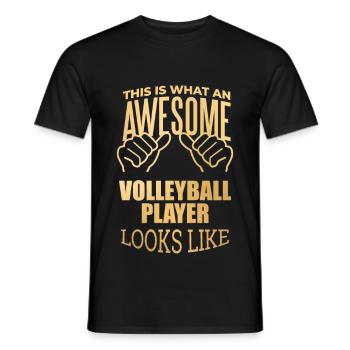Volley-ball-ball Volley-volley-ball - T-shirt homme - noir - Devant - AI Model Male 178 light (178cm)