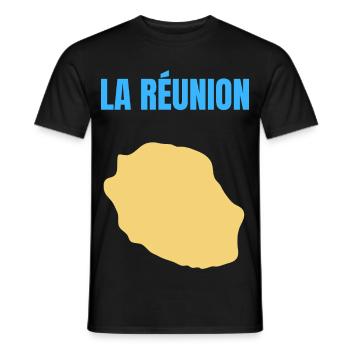 T-Shirt mit goldener Karte auf der Insel La Réunion - Männer T-Shirt - Schwarz - Vorne - AI Model Male 178 light (178cm)