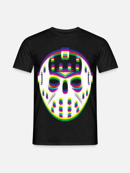 EDM Techno Rave Hockey Maske - Männer T-Shirt - Schwarz